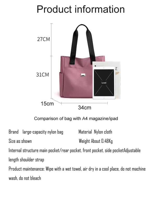Sac à Bandoulière en Nylon Multi-Poches Imperméable de Grande Capacité