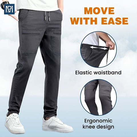 🥰Pantalon cargo haut, extensible et résistant, avec plusieurs poches