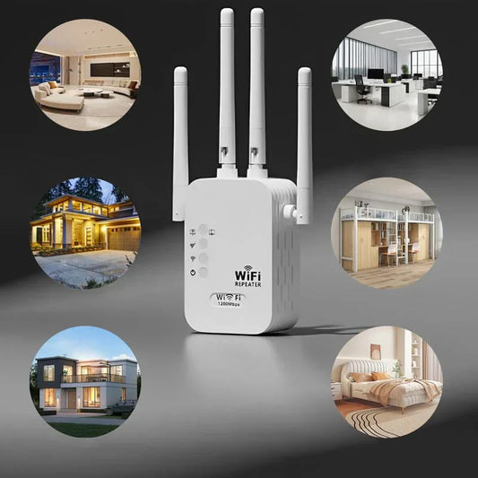 Extenseur WiFi 1200Mbps - Élimine les Zones Mortes, Connexion Stable pour Toute la Maison