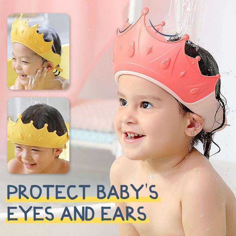 👶🛒 -50% ! 🛁Bonnet de Douche Imperméable pour Bébé – PP + TPE, Ajustable & Couronne Dessin Animé