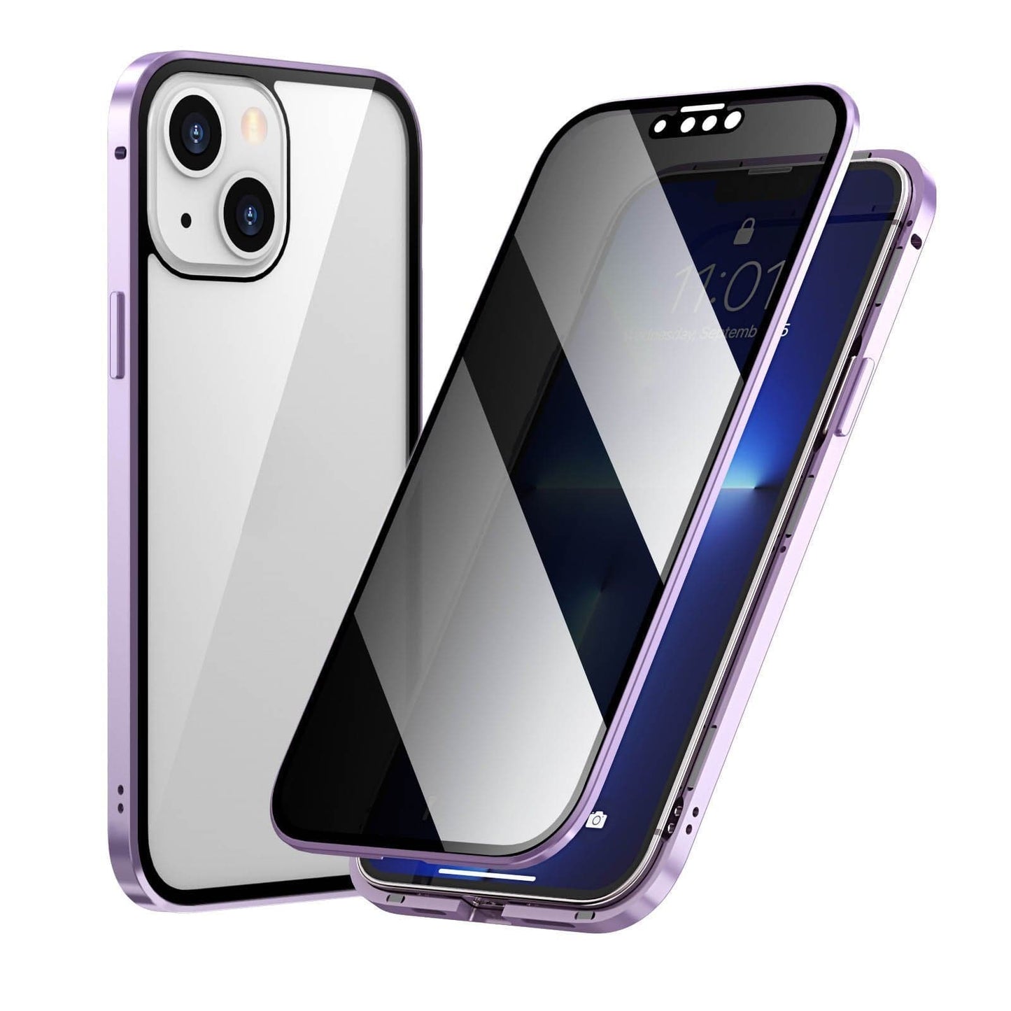 Coque Magnétique iPhone avec Protection Confidentialité – Verre Trempé Anti-Espion & Cadre Métal 360°