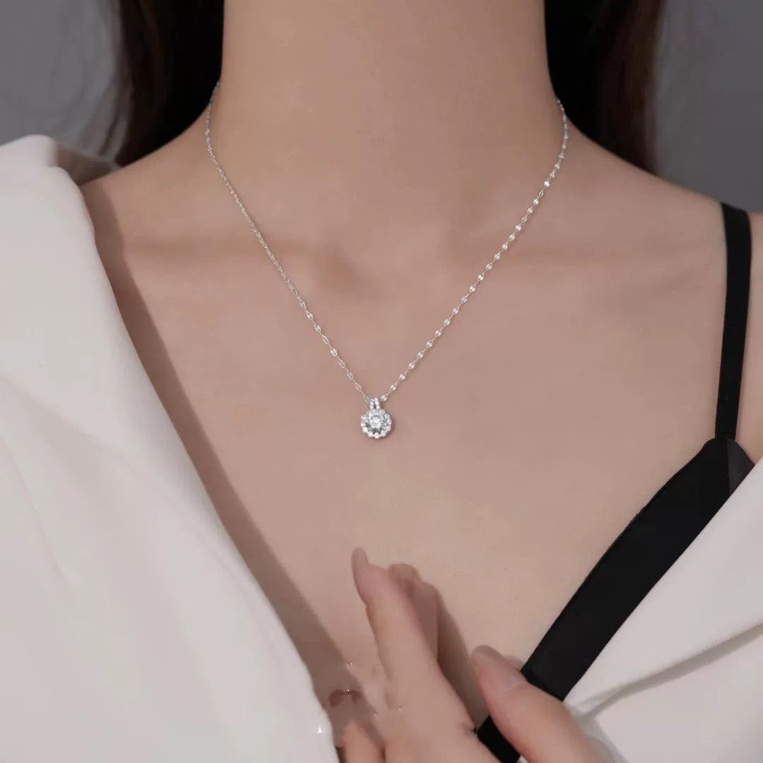 🔥 49% OFF 💕 S925 Sterling Silver Moissanite Sunflower Pendant Necklace