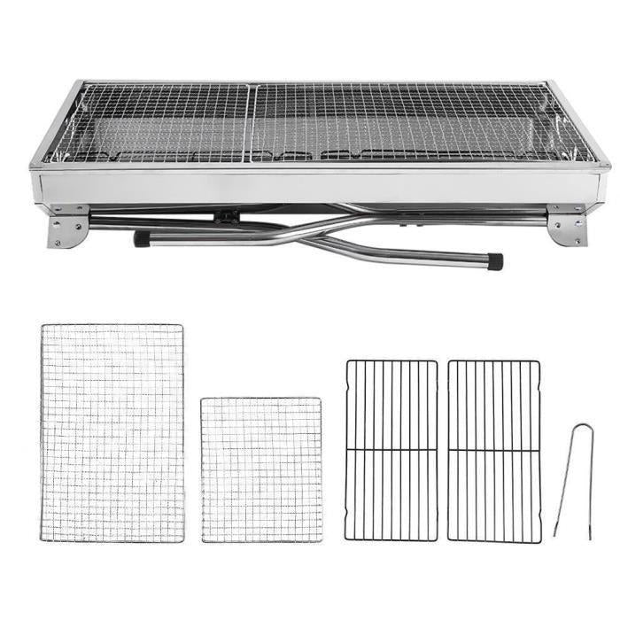 🔥✨ PROMO -50% ! Barbecue Charbon Pliable Acier Inox – Compact, Portable & Parfait pour Camping ou Jardin