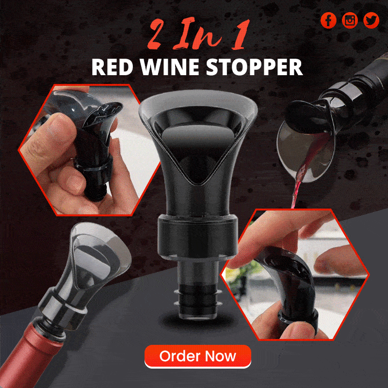 Bouchon de Vin Rouge 2 en 1 - Verseur et Scellant Sous Vide pour Conservation Optimale