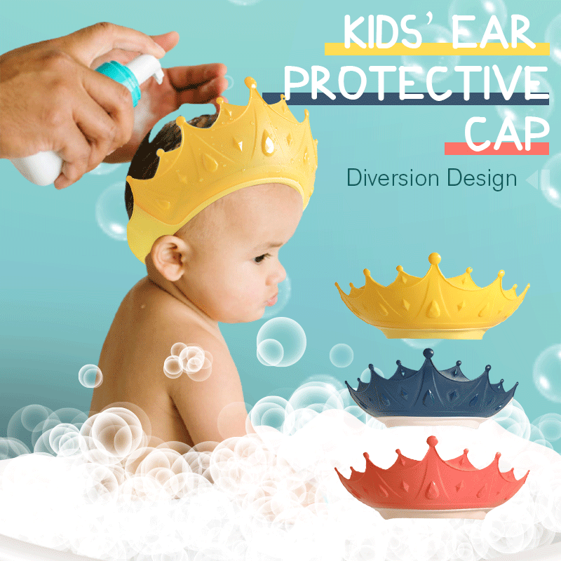 👶🛒 -50% ! 🛁Bonnet de Douche Imperméable pour Bébé – PP + TPE, Ajustable & Couronne Dessin Animé