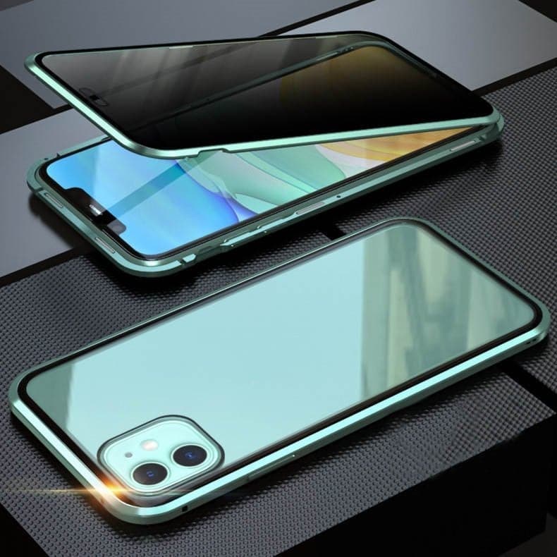 Coque Magnétique iPhone avec Protection Confidentialité – Verre Trempé Anti-Espion & Cadre Métal 360°