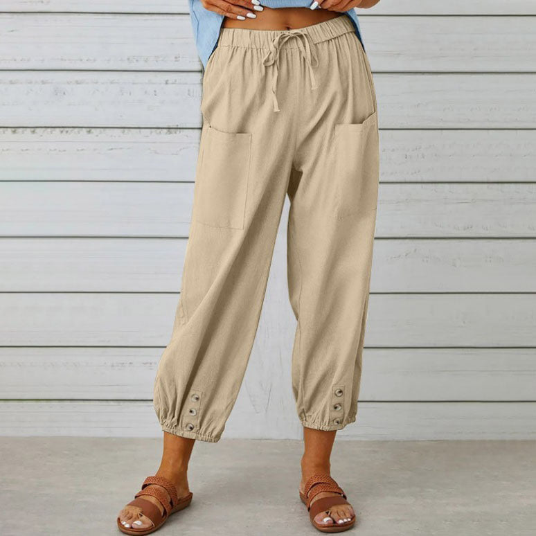 💞Pantalon large à jambes droites pour femme – Coton et lin respirants, coupe flatteuse et poches pratiques 👖