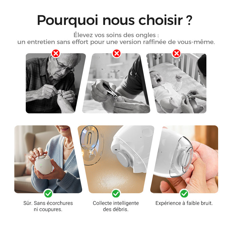 🔥50% DE RÉDUCTION✨Ponceuse à Ongles Auto💅3 Vitesses Réglables, Silencieuse, LED Integrée pour Soin Précise✨