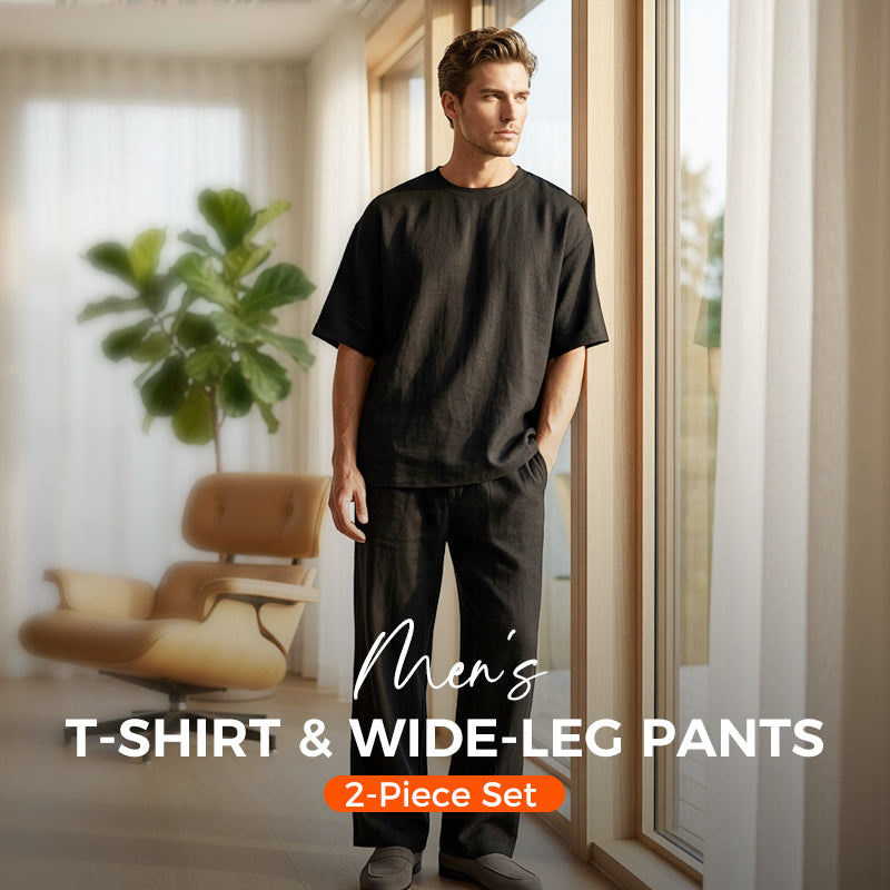 👔PROMO LIMITÉE 50% DE RÉDUCTION✨Ensemble Homme 2 Pièces – T-shirt Ample & Pantalon Large, Coupe Confortable, Décontracté⭐