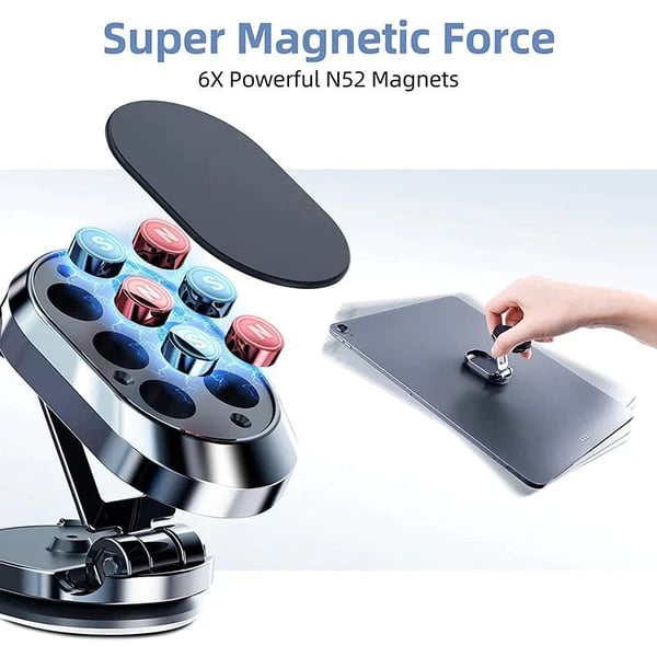 🔥 PROMO FLASH : 50% DE RÉDUCTION ! Support Magnétique Voiture Pliable – Rotation 360°, 6 Aimants N52 & Bras Repliable for Téléphones 4–7″ ✨