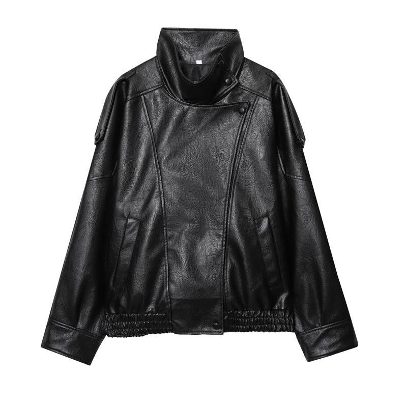 🔥Style Audacieux & Surdimensionné | Veste Moto en Similicuir Noir🖤