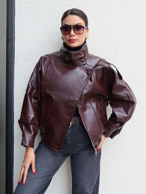 🔥Style Audacieux & Surdimensionné | Veste Moto en Similicuir Noir🖤