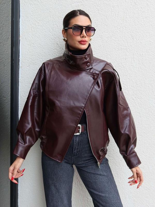 🔥Style Audacieux & Surdimensionné | Veste Moto en Similicuir Noir🖤