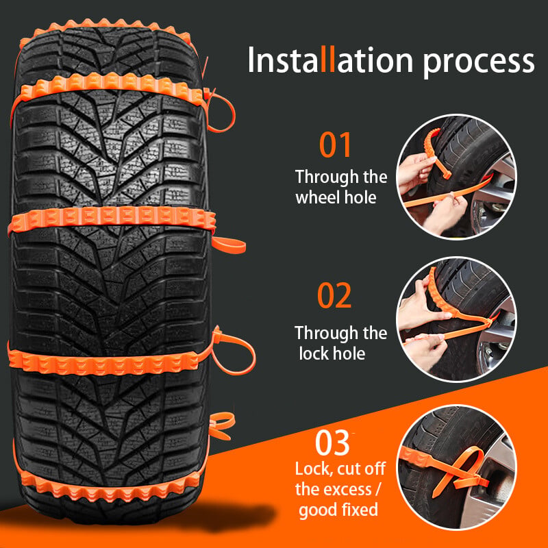🚗DERNIER JOUR – 50% DE RÉDUCTION✨Chaînes Antidérapantes en Nylon – Installation en 10s, Résistent à -35°C, pour Neige, Glace & Boue ! ❄️🔒
