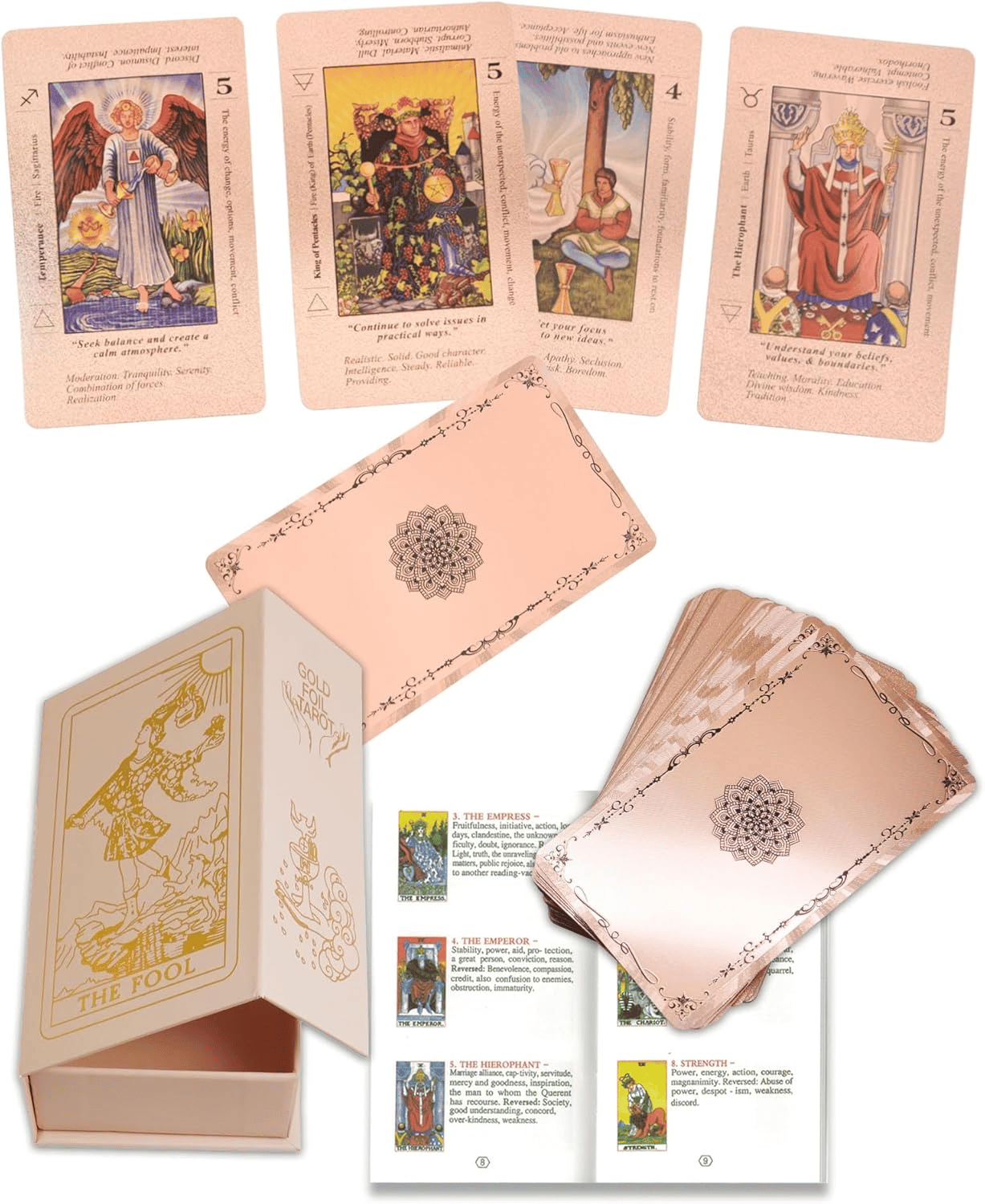 📢50% DE RÉDUCTION✨Jeu de Tarot « Witchy Cauldron » Rose Gold – 80 Cartes Feuille d’Aluminium + Livre Guide Inclus⚡