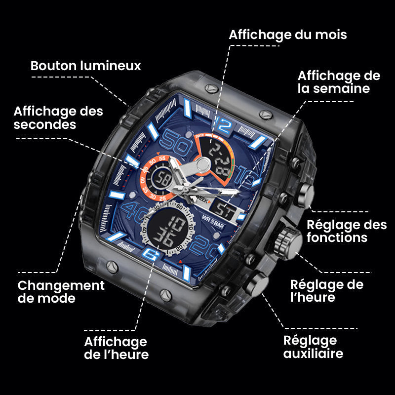 ⌚Montre Numérique de Sport Multifonction et Décontractée