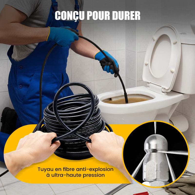 🚿Kit de Nettoyage Haute Pression 5800 PSI pour Égouts🛠️Buse Rotative et Flexible Renforcé pour Déboucher les Canalisations✨