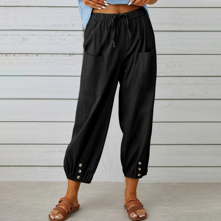 💞Pantalon large à jambes droites pour femme – Coton et lin respirants, coupe flatteuse et poches pratiques 👖