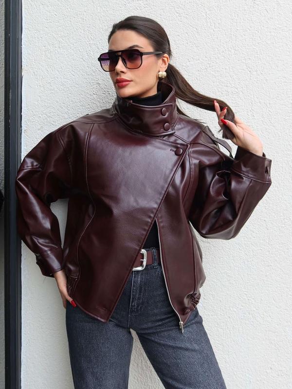 🔥Style Audacieux & Surdimensionné | Veste Moto en Similicuir Noir🖤
