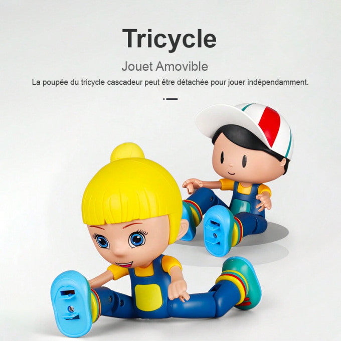 📢📢50% DE RÉDUCTION !! ⏰Tricycle Acrobatique pour Enfants – Plastique Haute Qualité – Musique, Lumières & Rotation 360° for Enfants de 1 à 4 Ans 🎁