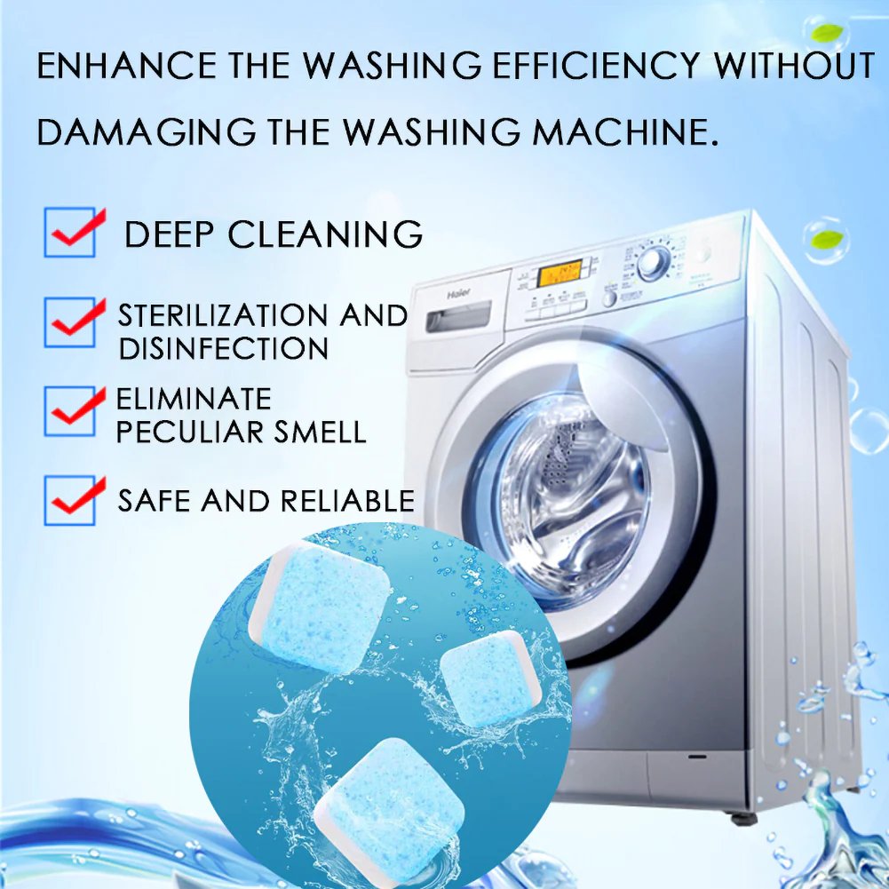 Tablettes de Nettoyage en Profondeur pour Lave-Linge – Antibactérien, Élimine 99% Bactéries & Odeurs