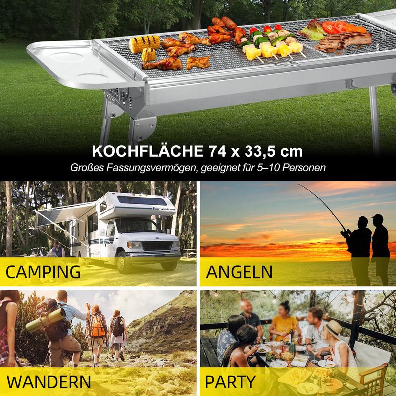 🔥✨ PROMO -50% ! Barbecue Charbon Pliable Acier Inox – Compact, Portable & Parfait pour Camping ou Jardin