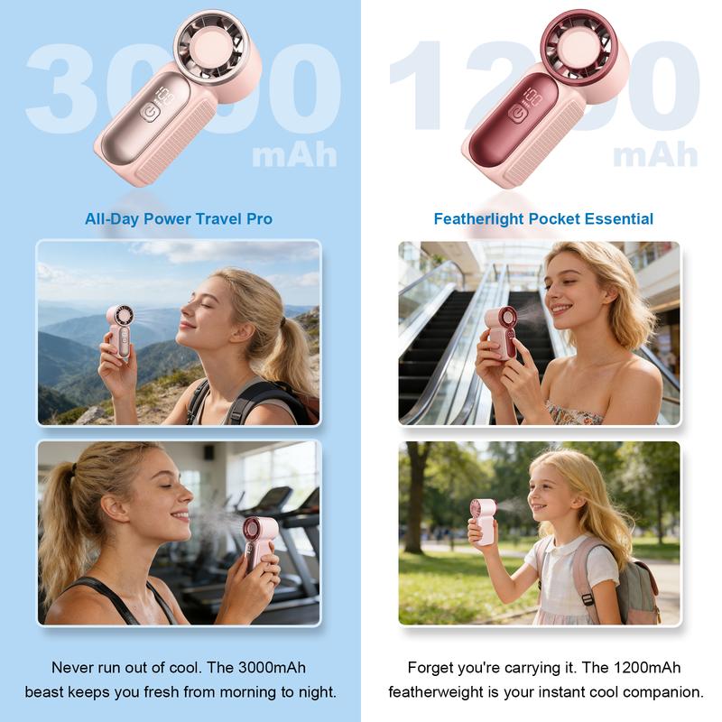 🌀PROMO FLASH 50%💨Mini Ventilateur Portable Turbo LED 6 Vitesses – 3000mAh, USB-C, 107g, Affichage, Parfait pour Voyage, Maquillage & Quotidien✨