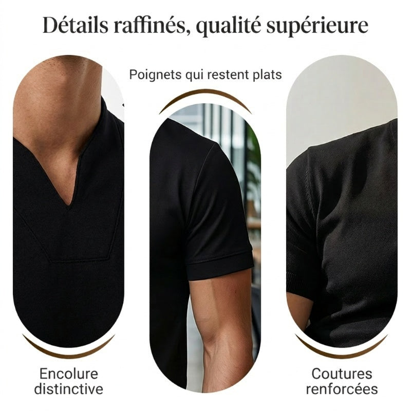 📢📢50% DE RÉDUCTION⏰Chemise de Sport à Manches Courtes pour Hommes – Col en V, Confortable & Disponible jusqu'au 5XL