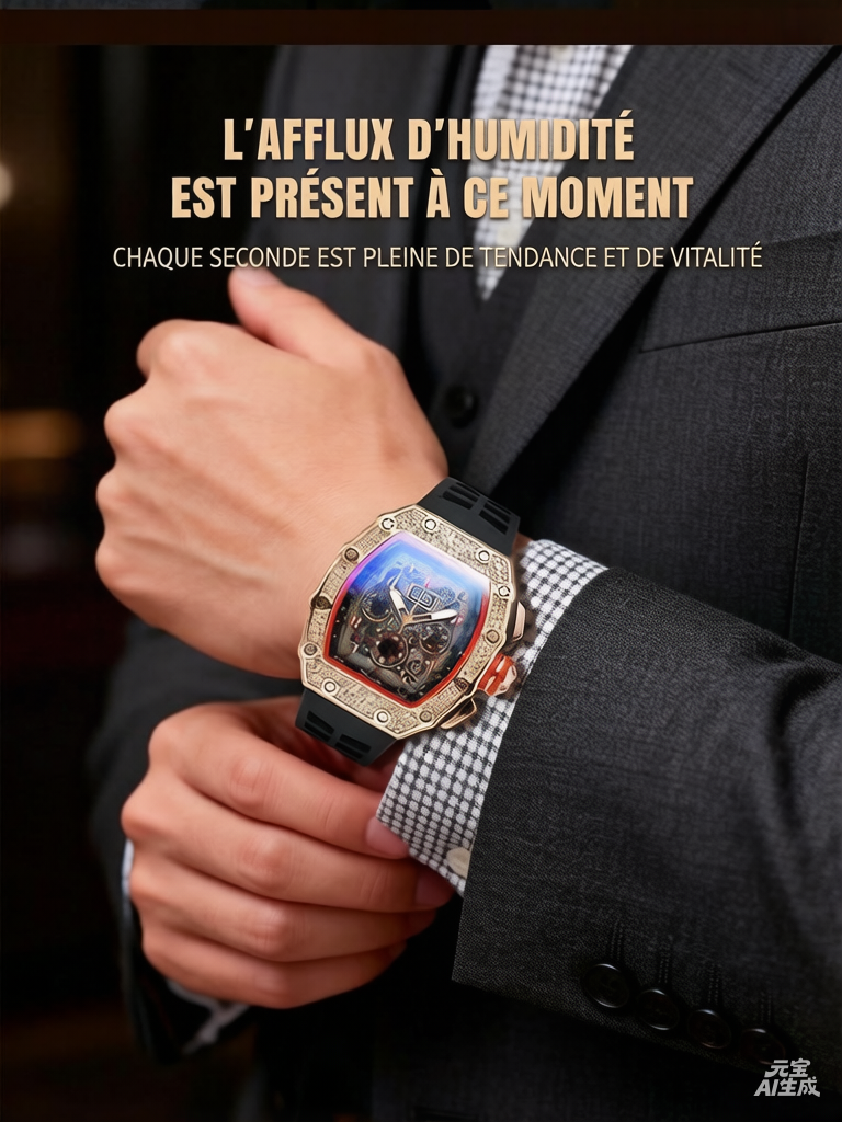 ⌚💎 PROMO FLASH 50% ! Montre Homme de Luxe Forme Tonneau avec Strass – Édition Limitée, Cadran Cristal, Design Unique & Élégant ✨