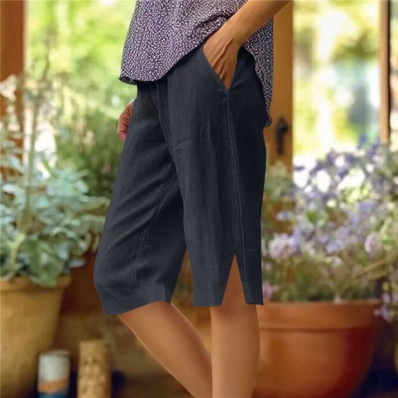 ⏳Offre à durée limitée⏰Pantalon capri décontracté unie avec poches pour femme