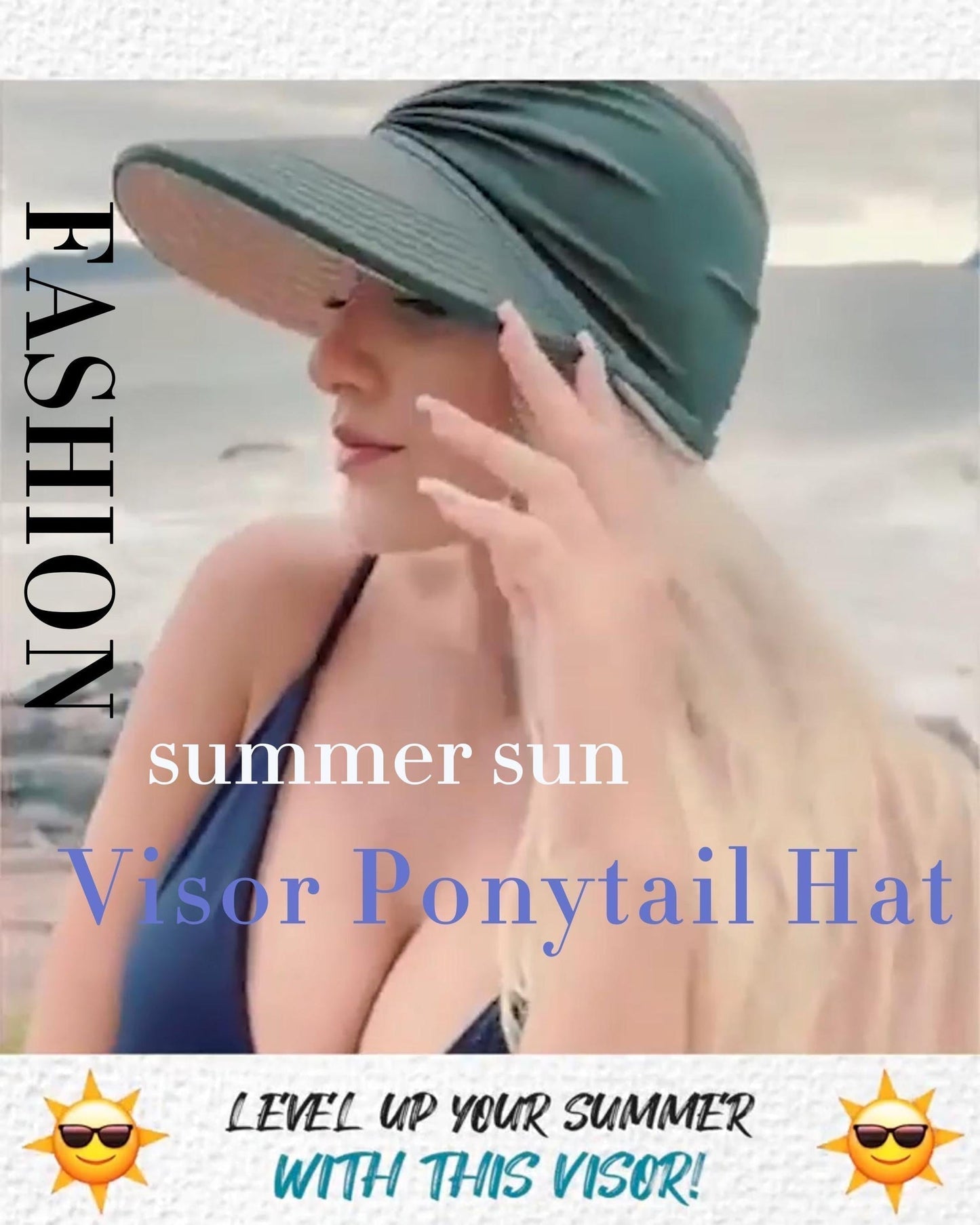 Visière Solaire UPF 50+ avec Trou pour Queue de Cheval | Casquette Pliable Plage & Golf Femme