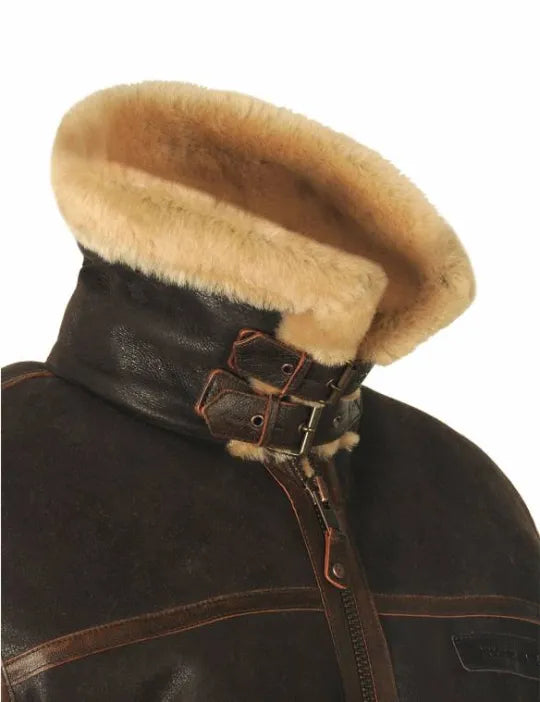 Blouson pilote classique B-3 - Blouson aviateur en cuir pour homme avec doublure en peau de mouton