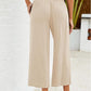 📢📢-50% !! ⏰ Pantalon Capri Femme Taille Haute À Jambe Large en Lin Élastique Smocké