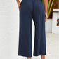 📢📢-50% !! ⏰ Pantalon Capri Femme Taille Haute À Jambe Large en Lin Élastique Smocké