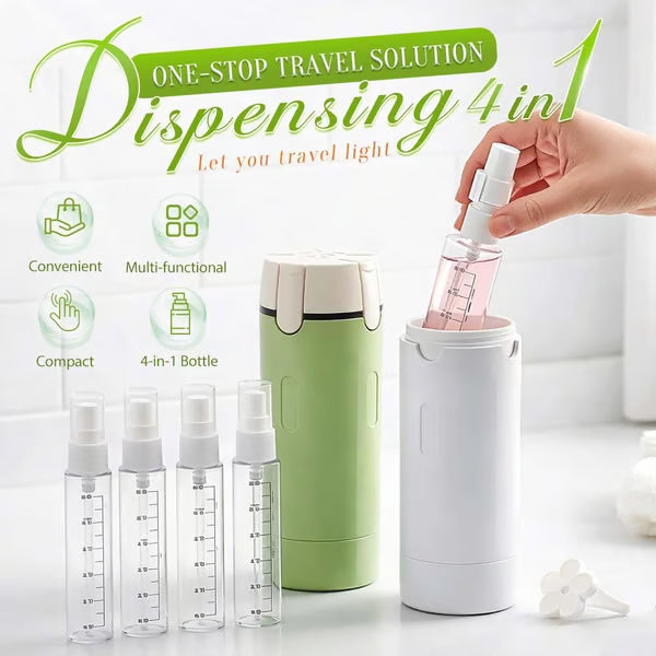 🧳Flacons distributeurs rechargeables 4 en 1 pour le voyage – Compact, étanche & ultra-pratique ✈️🧴