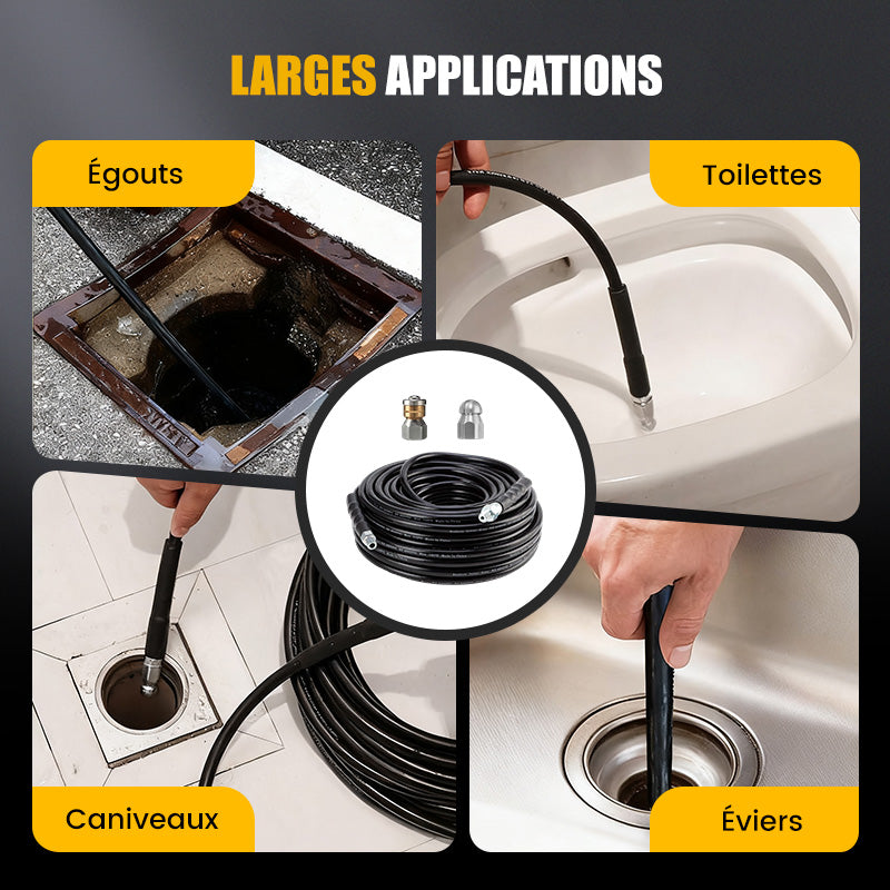 🚿Kit de Nettoyage Haute Pression 5800 PSI pour Égouts🛠️Buse Rotative et Flexible Renforcé pour Déboucher les Canalisations✨