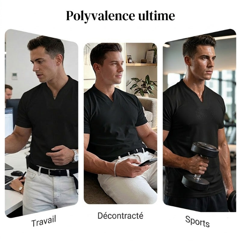 📢📢50% DE RÉDUCTION⏰Chemise de Sport à Manches Courtes pour Hommes – Col en V, Confortable & Disponible jusqu'au 5XL