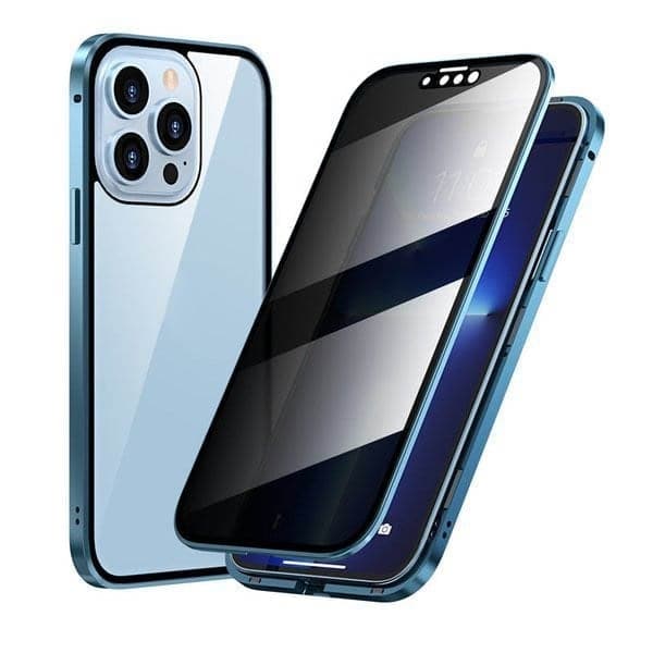 Coque Magnétique iPhone avec Protection Confidentialité – Verre Trempé Anti-Espion & Cadre Métal 360°