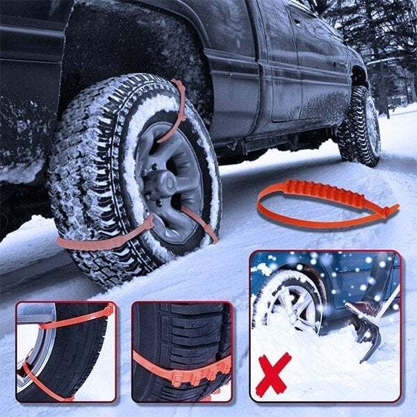 🚗DERNIER JOUR – 50% DE RÉDUCTION✨Chaînes Antidérapantes en Nylon – Installation en 10s, Résistent à -35°C, pour Neige, Glace & Boue ! ❄️🔒