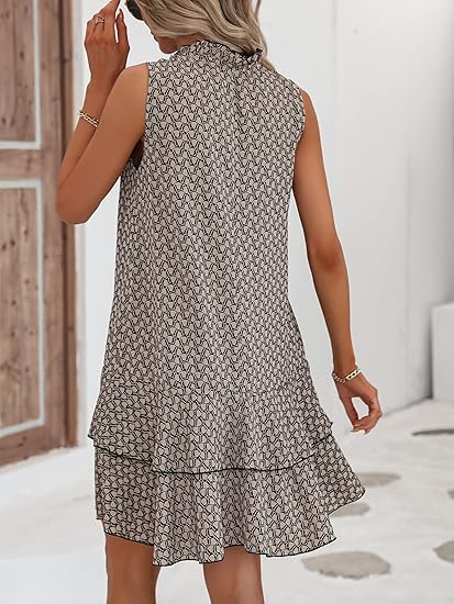 💃🎀 PROMO DERNIER JOUR 50% ! Robe Femme Nœud & Motif Géométrique – Coupe Flatteuse, Tissu Coton Léger, Style Intemporel ✨