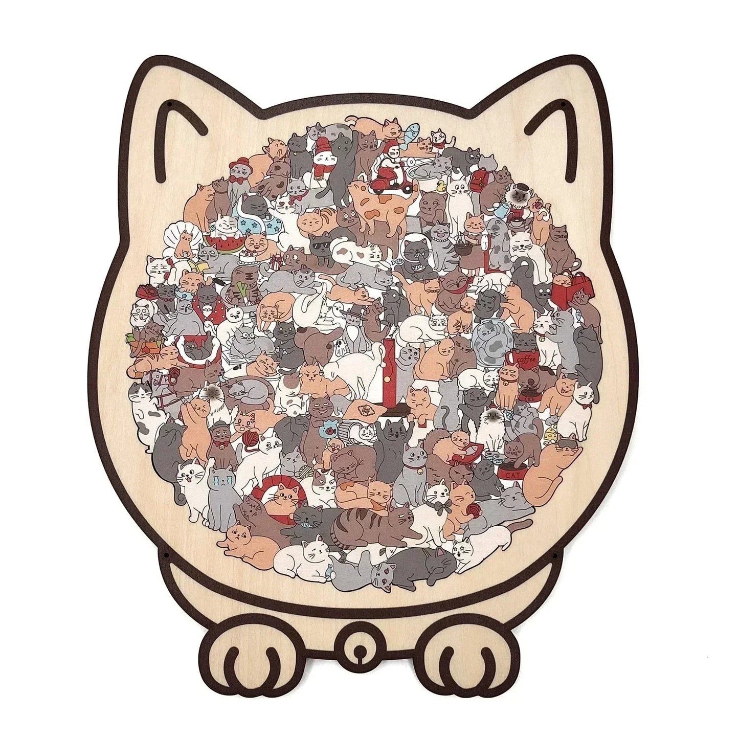 🎅Soldes de Noël 50% de réduction🐱Puzzle en bois représentant un chat aux couleurs Morandi, 135 pièces🎁