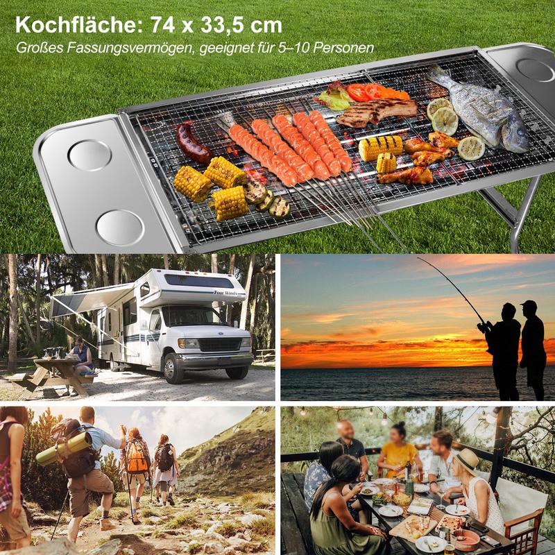 🔥✨ PROMO -50% ! Barbecue Charbon Pliable Acier Inox – Compact, Portable & Parfait pour Camping ou Jardin