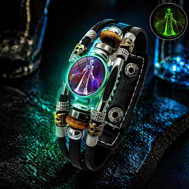 ✨ Bracelet en Cuir Phosphorescent Signe du Zodiaque — 12 Signes, Homme & Femme, 6,9 / 8,1 Pouces, Idée Cadeau 🌙
