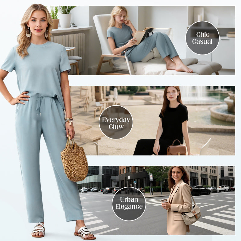 ⏰Soldes limitées 50 % de réduction🌸Ensemble haut et pantalon décontracté pour femme