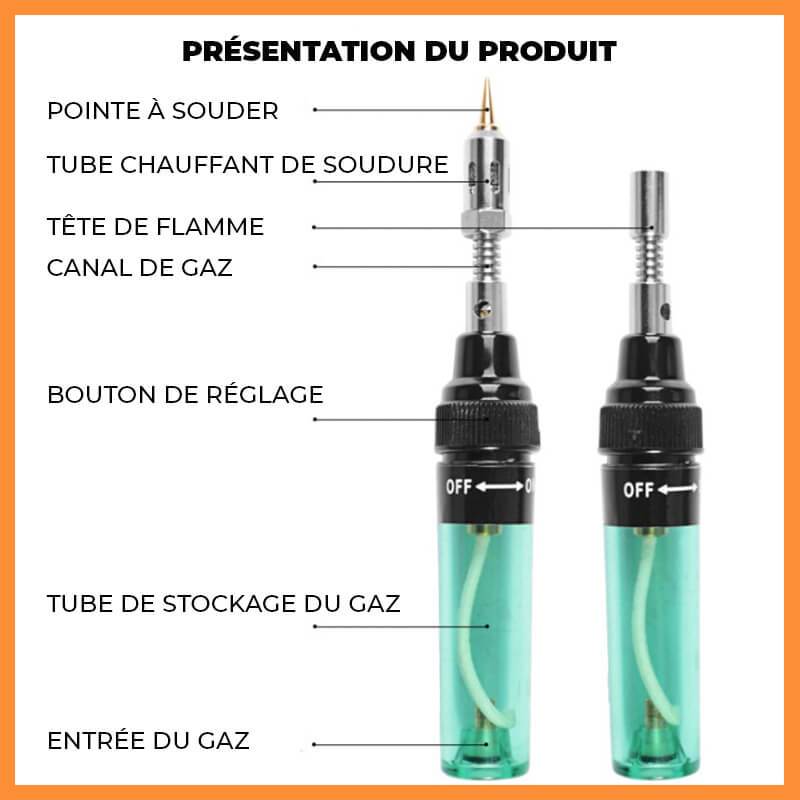 Fer à Souder Portable 4 en 1 au Gaz - Sans Fil, Réglable et Multifonction