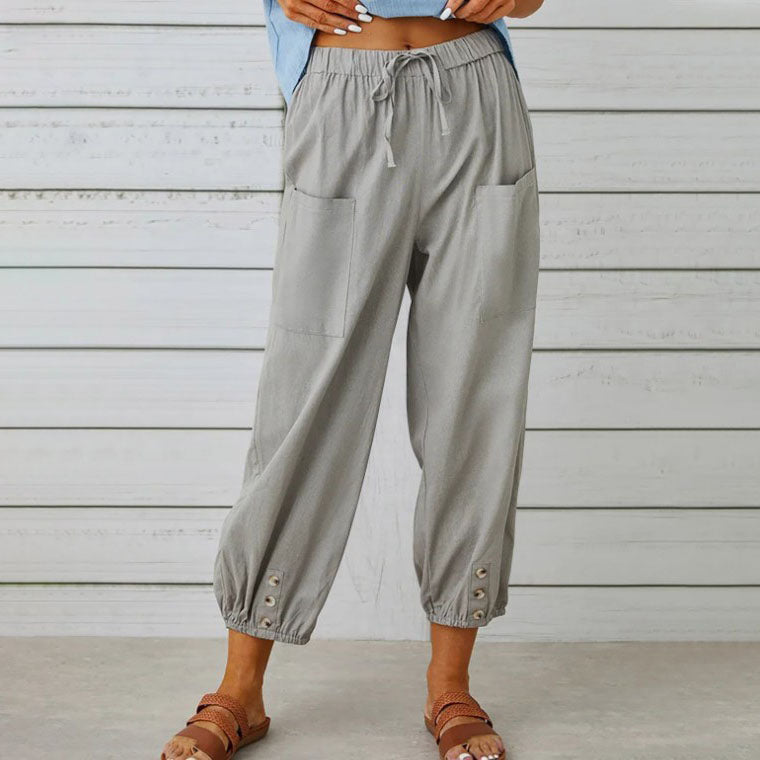 💞Pantalon large à jambes droites pour femme – Coton et lin respirants, coupe flatteuse et poches pratiques 👖
