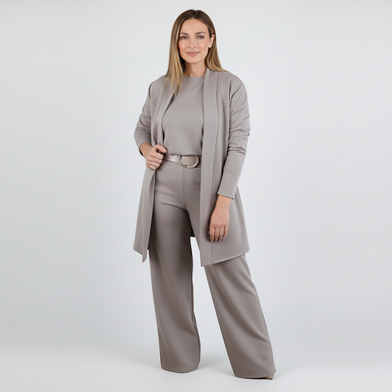 Ensemble Élégant Long Cardigan & Haut & Pantalon 3 Pièces