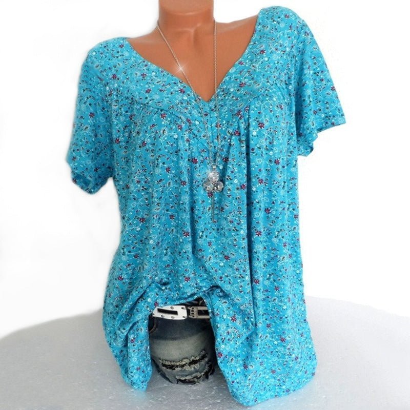 💎 50% DE RÉDUCTION ! 💎💃T-Shirt d’Été à Col V pour Femmes – Imprimé Floral, Coupe Fluide & Tissu Doux Respirant 🌸👚