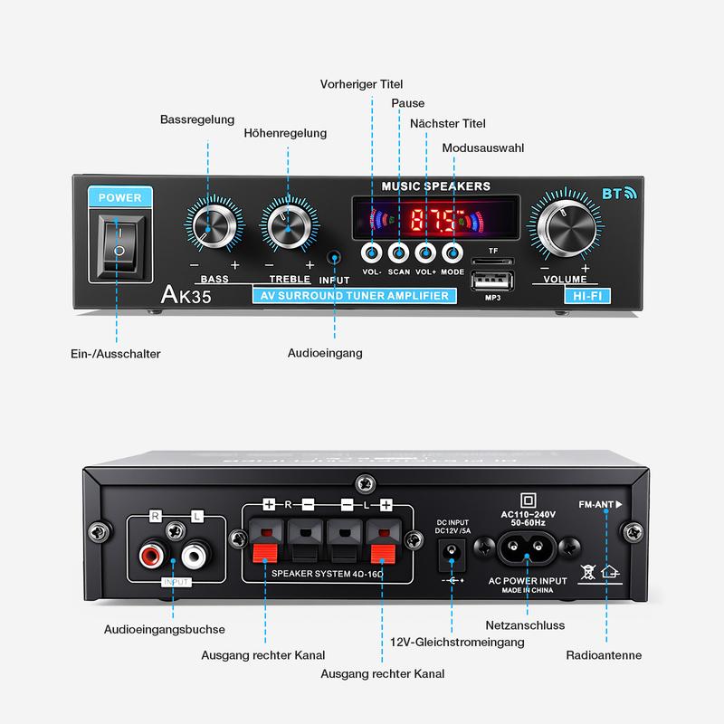 📢50% DE RÉDUCTION⏰Amplificateur stéréo AK35 pour la maison, audio Bluetooth 5.0, puissance maximale⚡