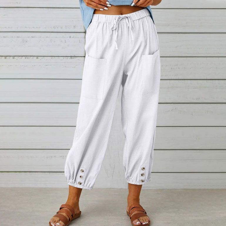 💞Pantalon large à jambes droites pour femme – Coton et lin respirants, coupe flatteuse et poches pratiques 👖